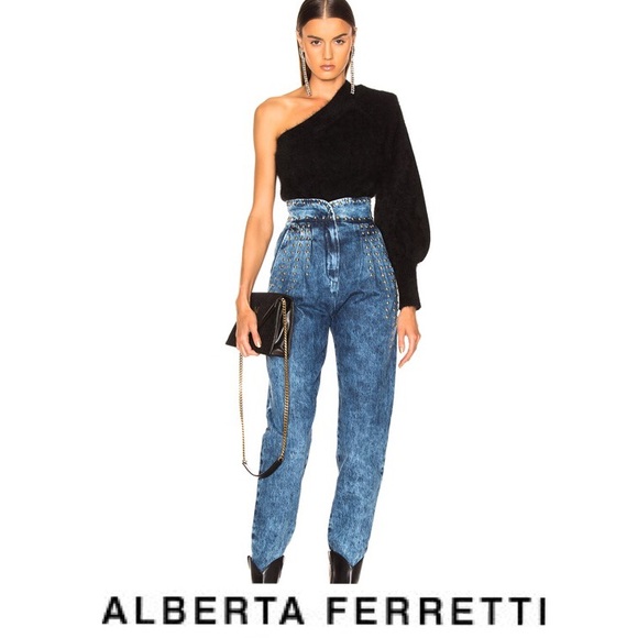 alberta ferretti studded jeans